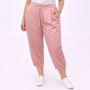 $128 H by Halston Pink Satin Jogger Pant Women 16 Capri Lounge Preppy Boho Retro